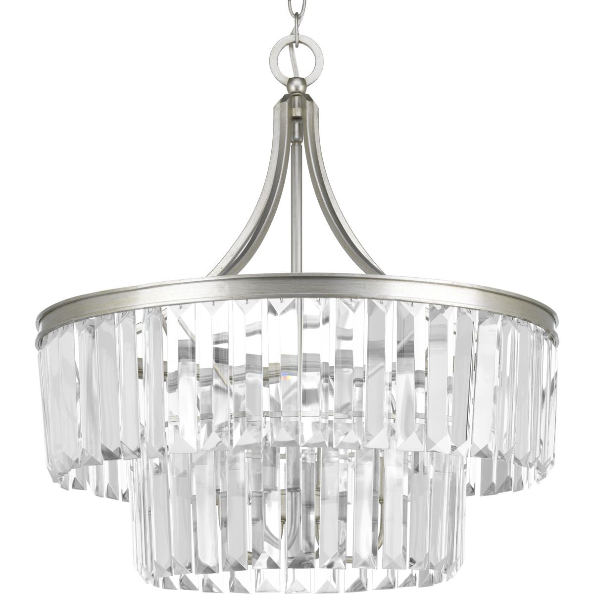 PROGRESS LIGHTING P5321-134 Silver Ridge Glimmer Collection Five-Light Silver Ridge Clear Glass Luxe Pendant Light