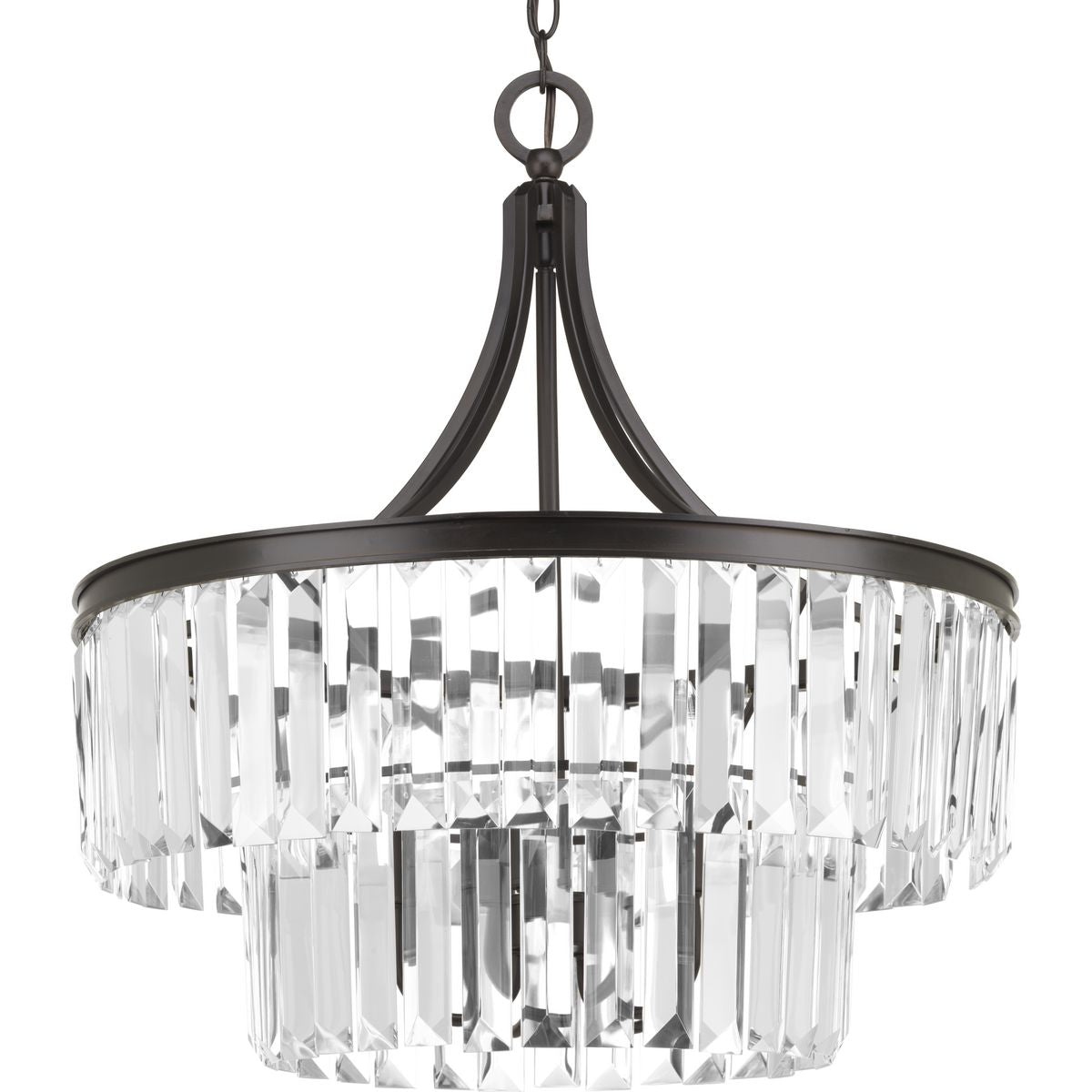 PROGRESS LIGHTING P5321-20 Antique Bronze Glimmer Collection Five-Light Antique Bronze Clear Glass Luxe Pendant Light