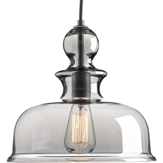 PROGRESS LIGHTING P5332-143 Graphite Staunton Collection One-Light Graphite Smoke Glass Global Pendant Light