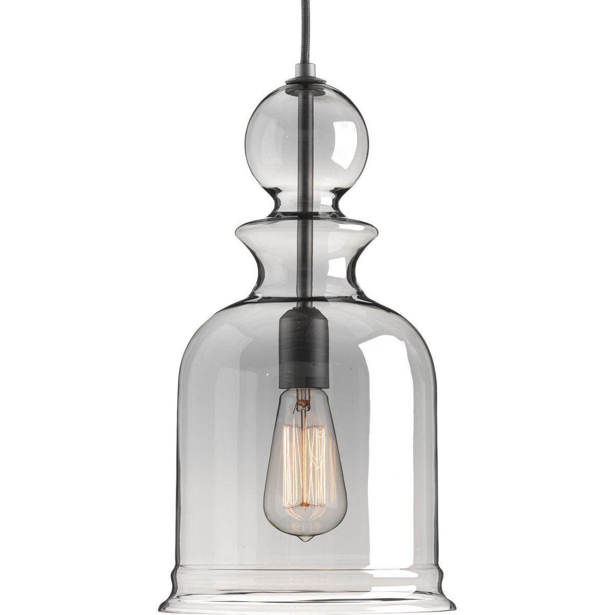 PROGRESS LIGHTING P5333-143 Graphite Staunton Collection One-Light Graphite Smoke Glass Global Pendant Light
