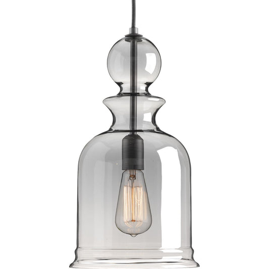 PROGRESS LIGHTING P5333-143 Graphite Staunton Collection One-Light Graphite Smoke Glass Global Pendant Light