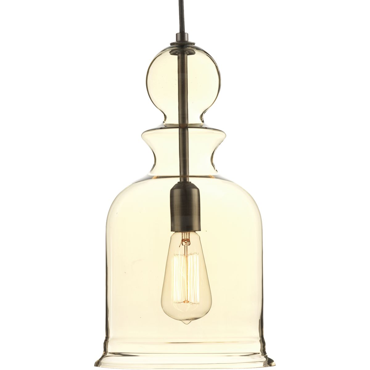 PROGRESS LIGHTING P5333-20 Antique Bronze Staunton Collection One-Light Antique Bronze Champagne Glass Global Pendant Light