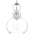 PROGRESS LIGHTING P5334-09 Brushed Nickel Staunton Collection One-Light Brushed Nickel Clear Glass Global Pendant Light