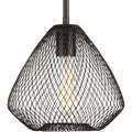 PROGRESS LIGHTING P5337-20 Antique Bronze Mesh Collection One-Light Antique Bronze Farmhouse Pendant Light