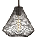 PROGRESS LIGHTING P5338-20 Antique Bronze Mesh Collection One-Light Antique Bronze Farmhouse Pendant Light