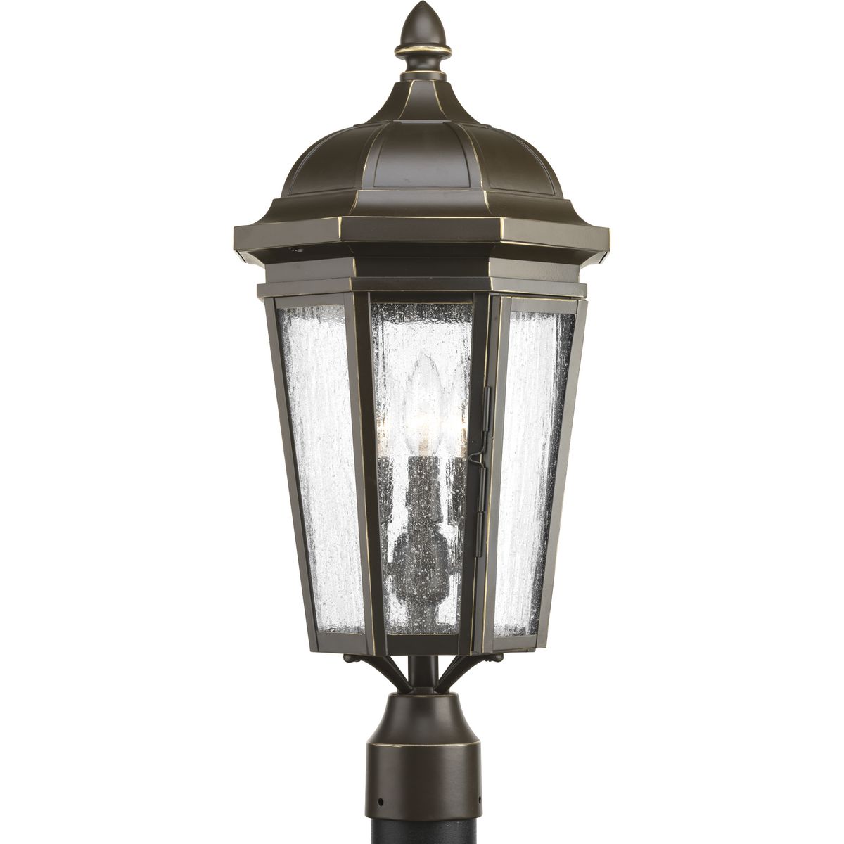 PROGRESS LIGHTING P540002-020 Antique Bronze Verdae Collection Three-Light Post Lantern