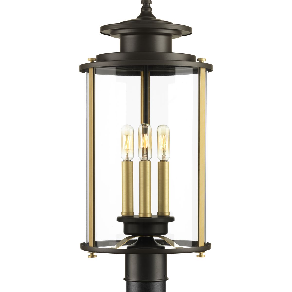 PROGRESS LIGHTING P540012-020 Antique Bronze Squire Collection Three-Light Post Lantern