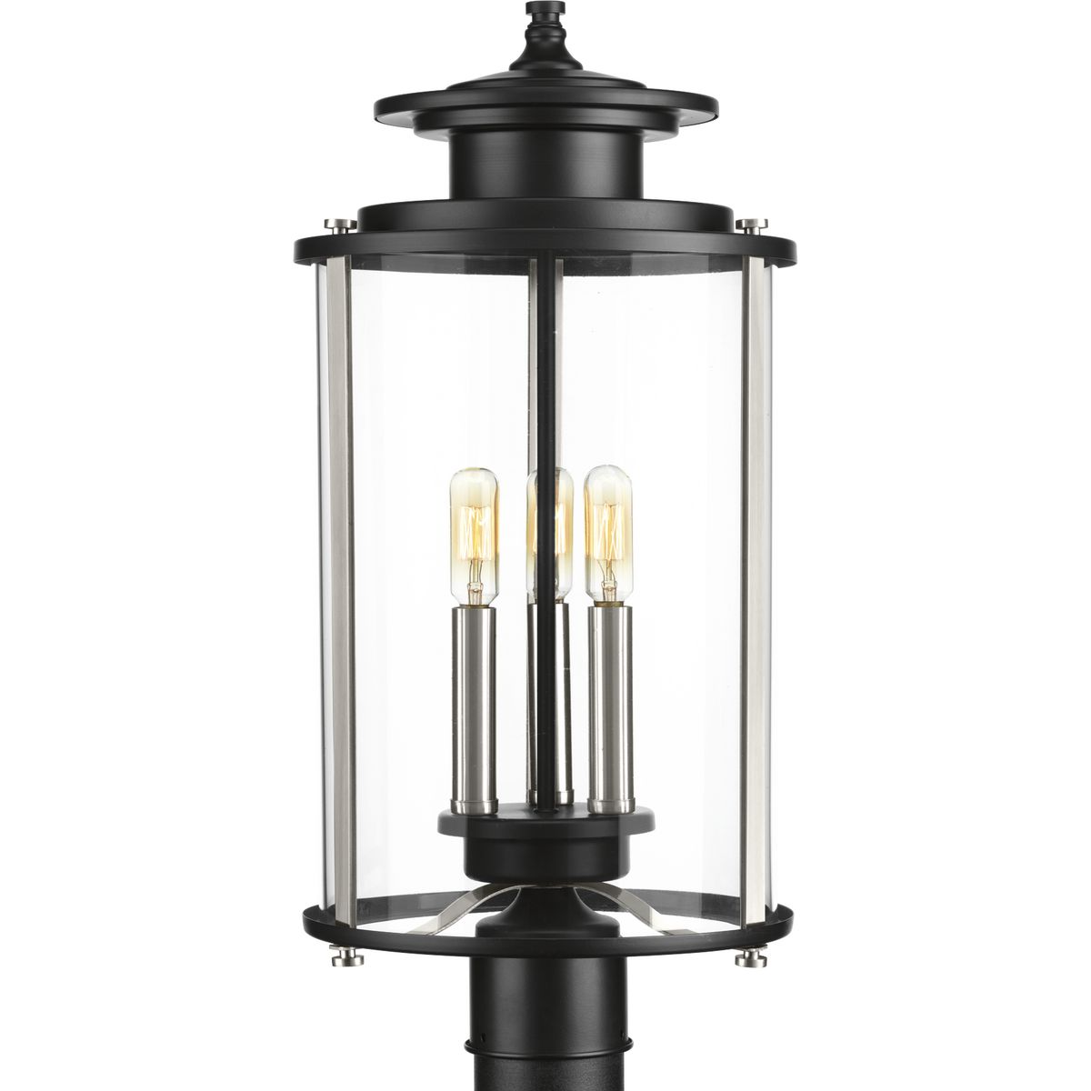 PROGRESS LIGHTING P540012-031 Matte Black Squire Collection Three-Light Post Lantern