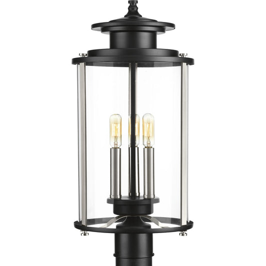 PROGRESS LIGHTING P540012-031 Matte Black Squire Collection Three-Light Post Lantern