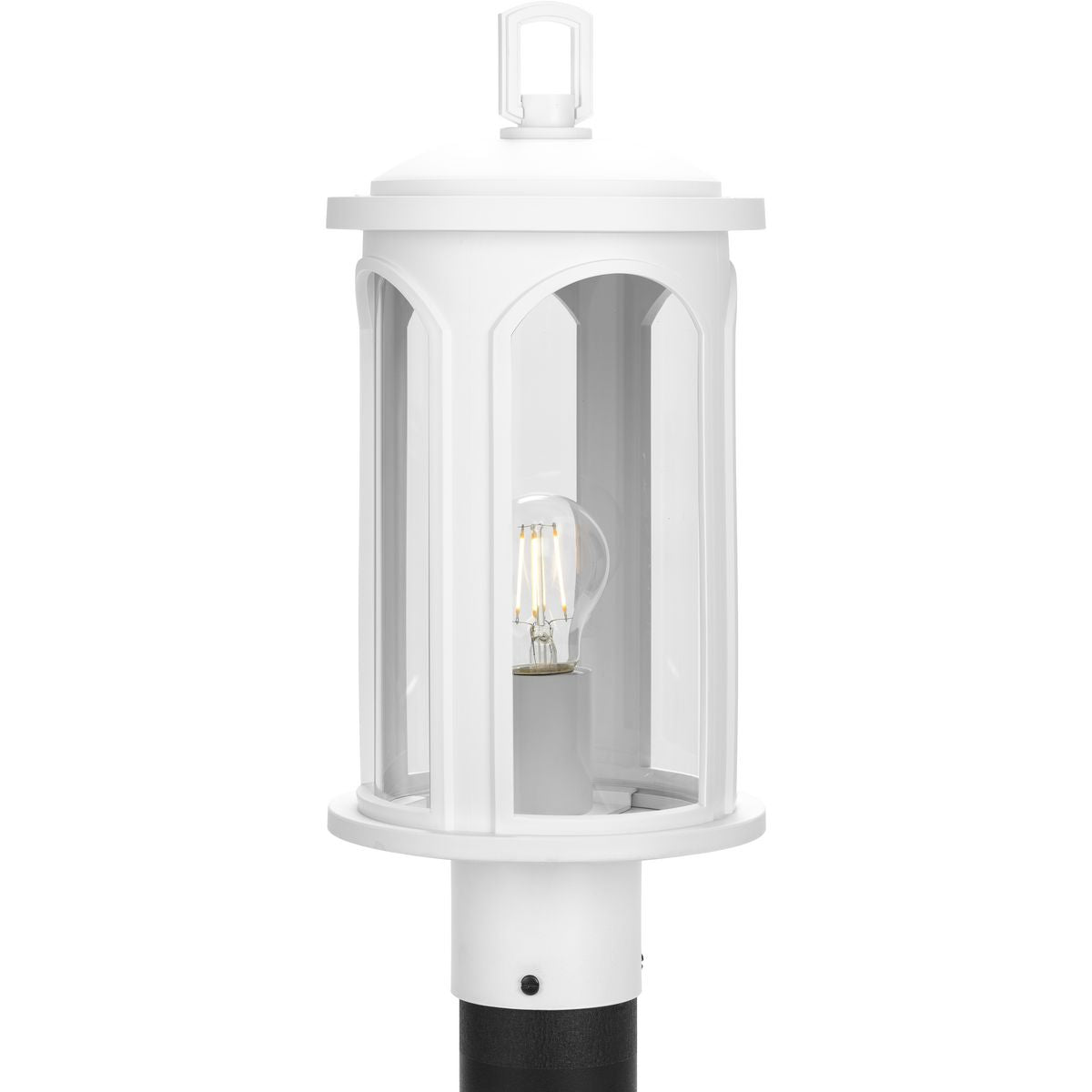 PROGRESS LIGHTING P540033-028 Satin White Gables Collection One-Light Coastal Satin White Clear Glass Outdoor Post Light with DURASHIELD