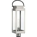PROGRESS LIGHTING P540046-135 Stainless Steel Union Square Collection One-Light Stainless Steel and Clear Glass Outdoor Post Lantern