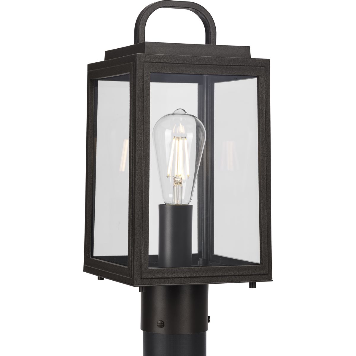 PROGRESS LIGHTING P540064-020 Antique Bronze Grandbury Collection One-Light Transitional Antique Bronze Clear Glass Outdoor Post Light with DURASHIELD