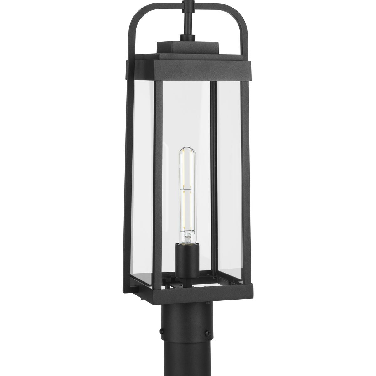 PROGRESS LIGHTING P540090-031 Textured Black Walcott One-Light Textured Black Modern Farmhouse Outdoor Post Lantern