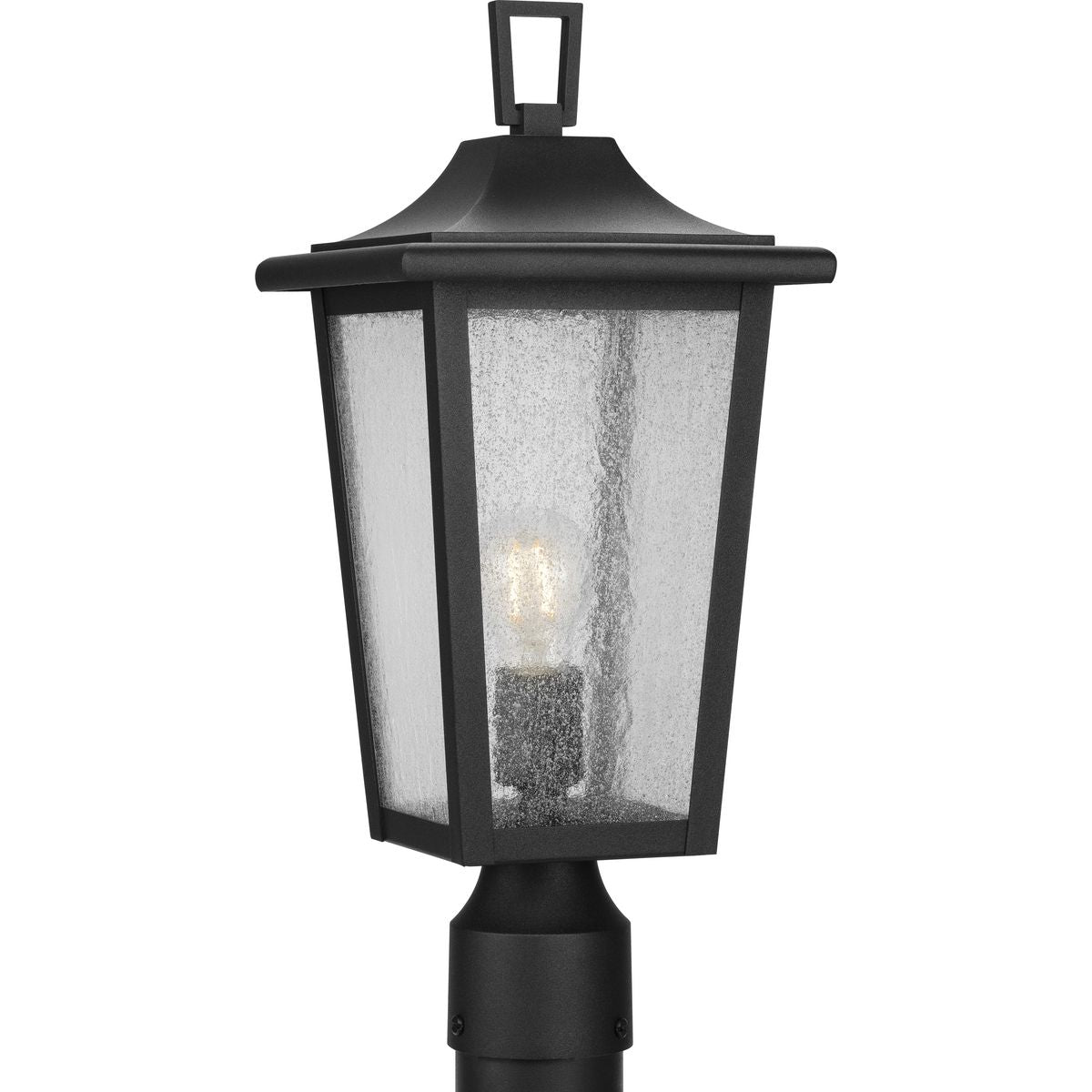 PROGRESS LIGHTING P540093-031 Textured Black Padgett Collection One-Light Transitional Textured Black Clear Seeded Glass Outdoor Post Light
