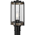 PROGRESS LIGHTING P540094-31M Matte Black Whitmire Collection One-Light Farmhouse Matte Black Clear Seeded Glass Outdoor Post Light