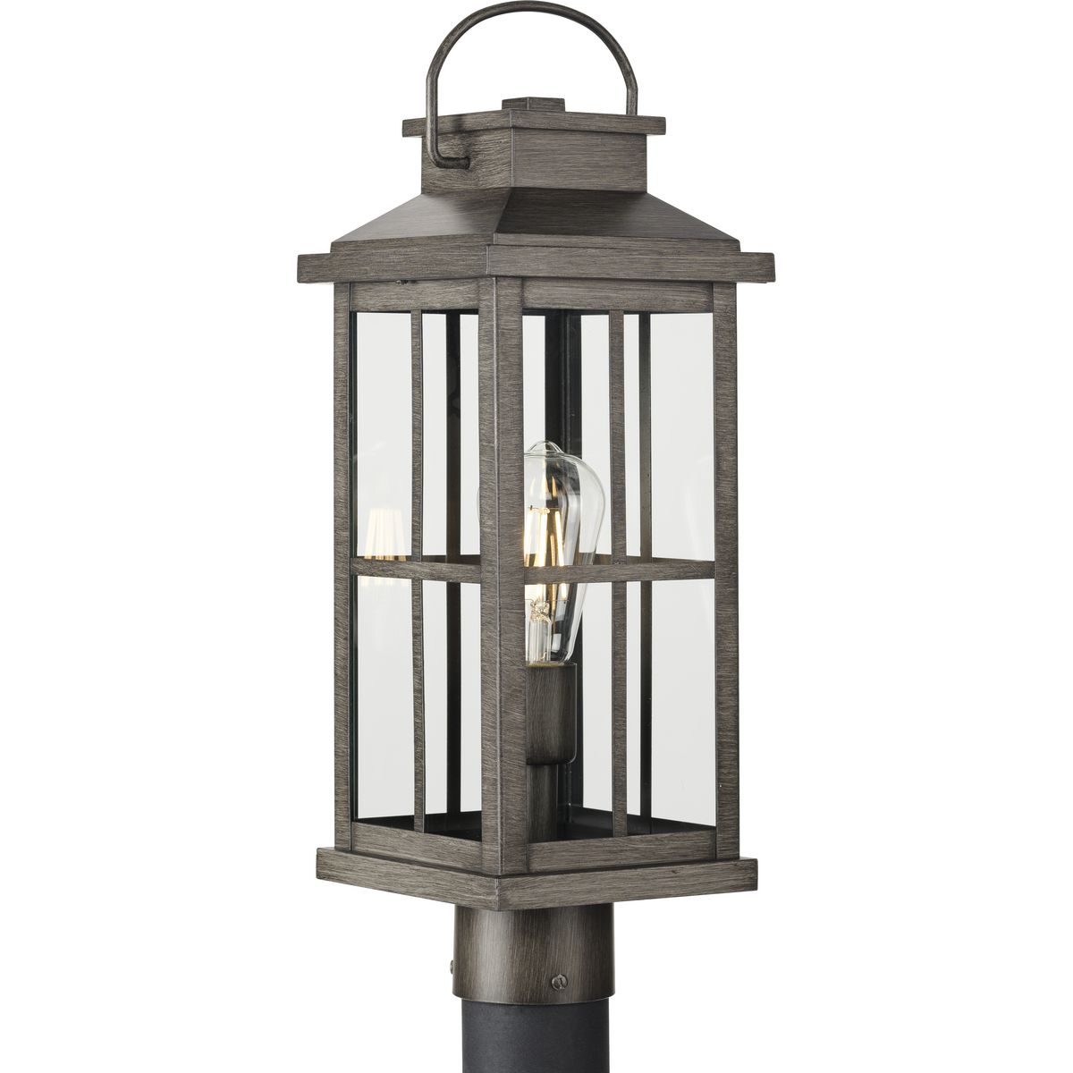 PROGRESS LIGHTING P540095-103 Antique Pewter Williamston Collection One-Light Antique Pewter and Clear Glass Transitional Style Outdoor Post Lantern