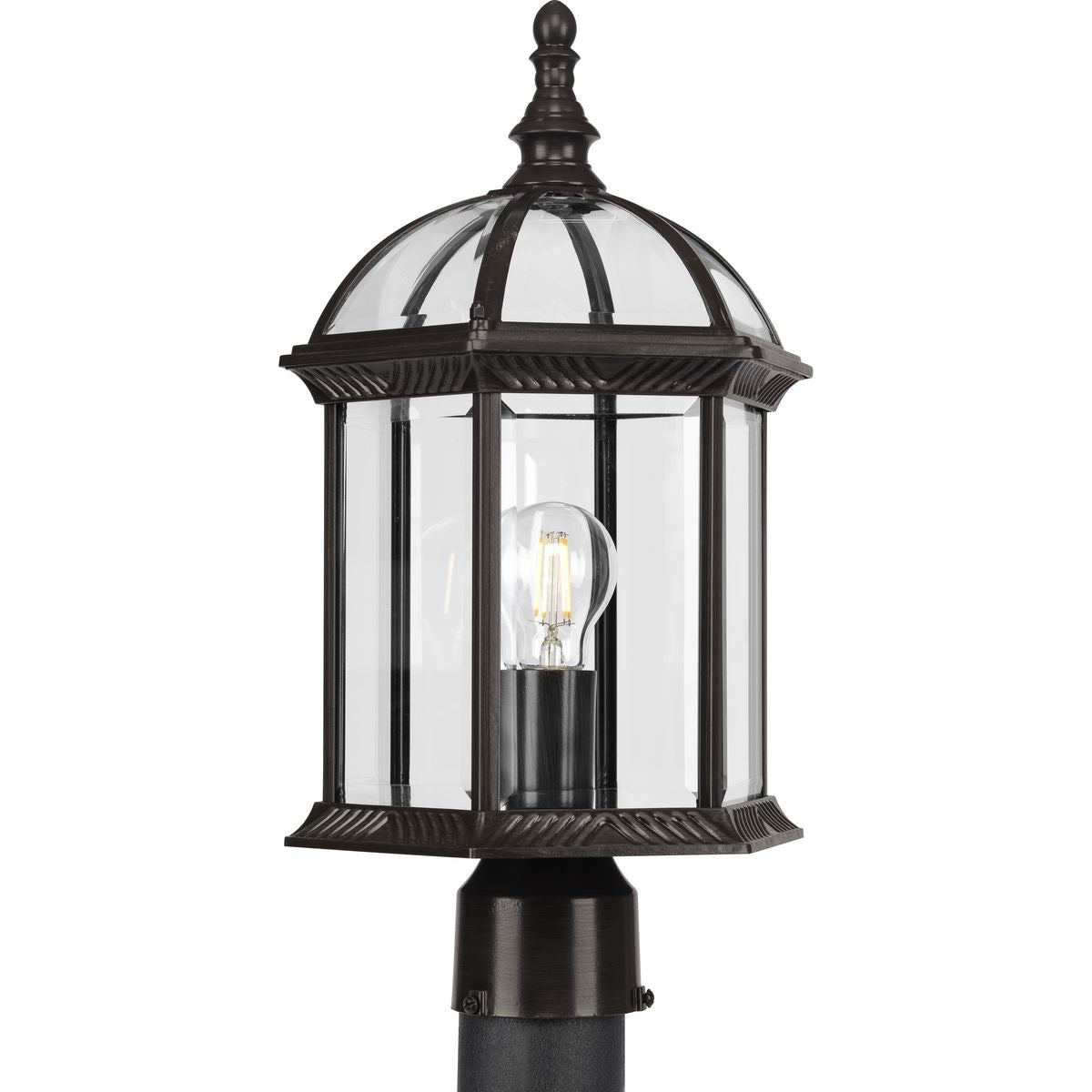 PROGRESS LIGHTING P540099-020 Antique Bronze Dillard Collection One-Light Traditional Antique Bronze Clear Glass Outdoor Post Light