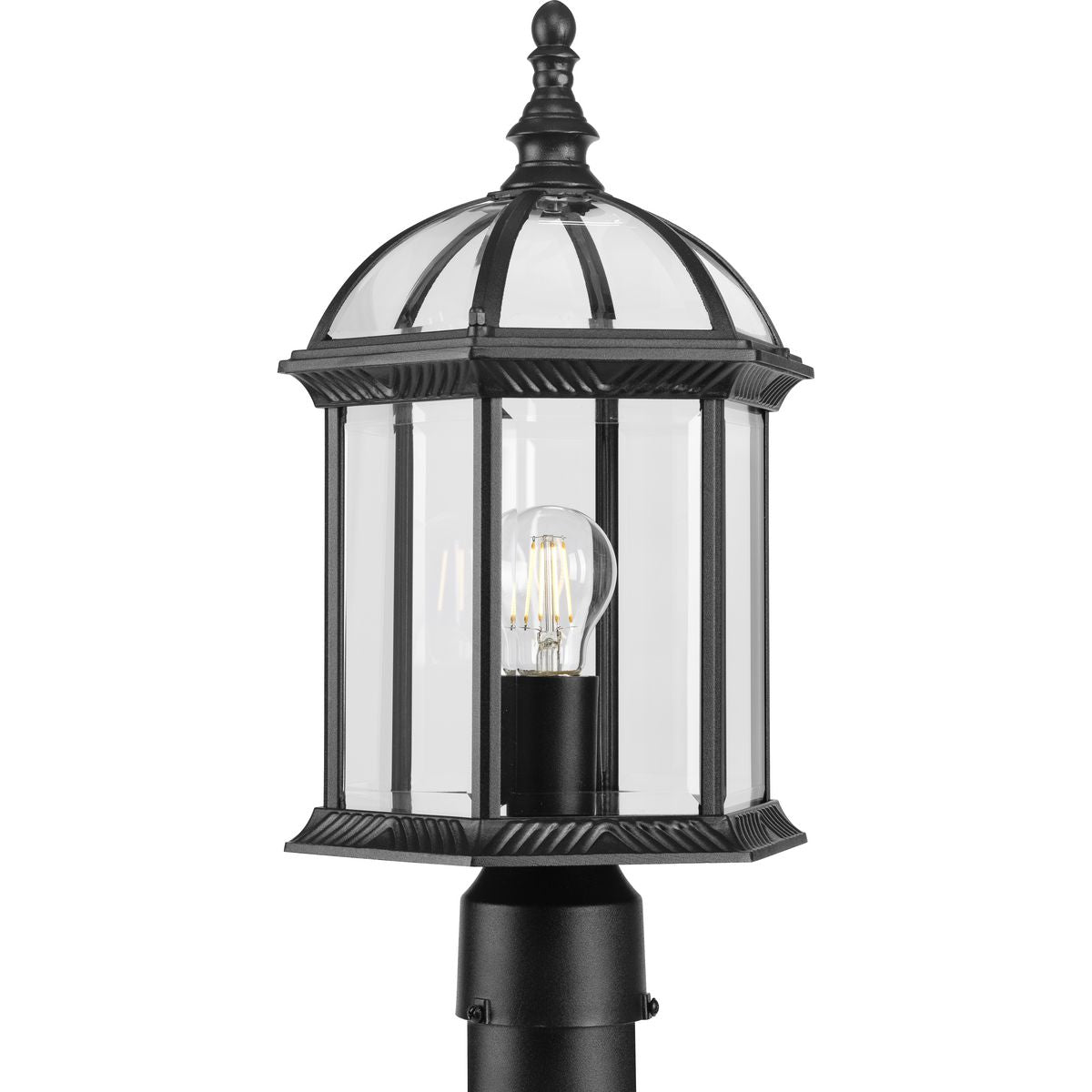 PROGRESS LIGHTING P540099-031 Textured Black Dillard Collection One-Light Traditional Textured Black Clear Glass Outdoor Post Light