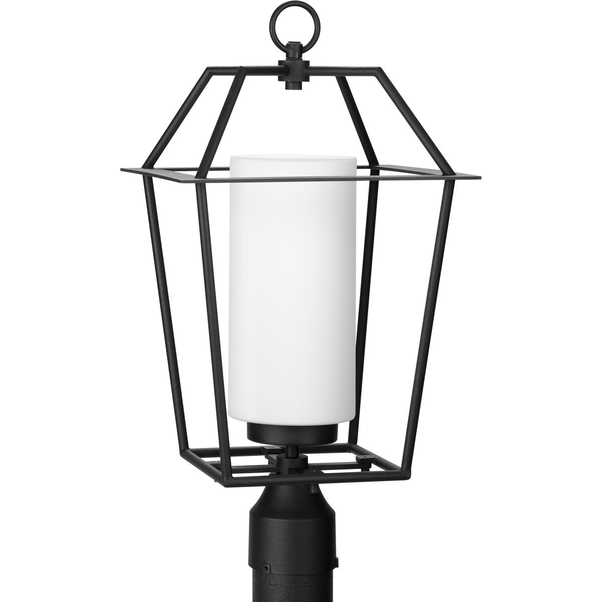 PROGRESS LIGHTING P540120-031 Textured Black Chilton Collection One-Light New Traditional Textured Black Etched Opal Glass Outdoor Post Light