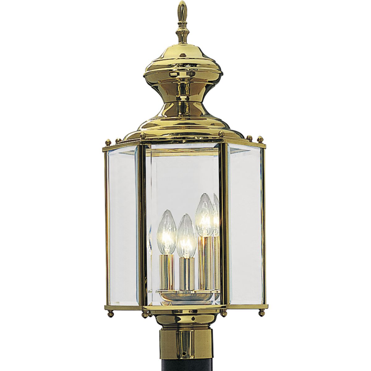 PROGRESS LIGHTING P5432-10 Polished Brass BrassGUARD Collection Three-Light Post Lantern