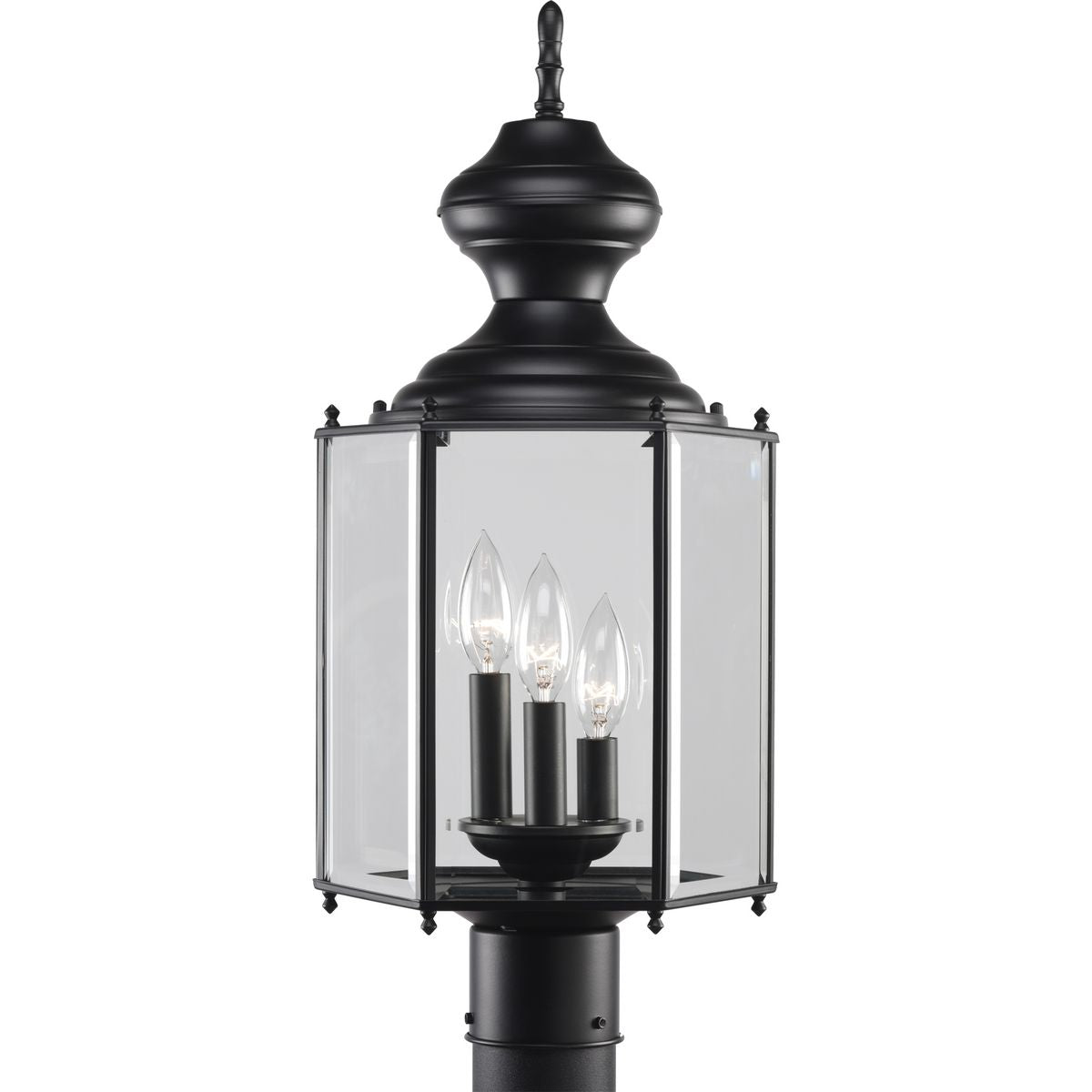 PROGRESS LIGHTING P5432-31 Matte Black Carriage Classics Collection Three-Light Post Lantern