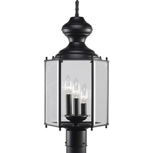 PROGRESS LIGHTING P5432-31 Matte Black Carriage Classics Collection Three-Light Post Lantern