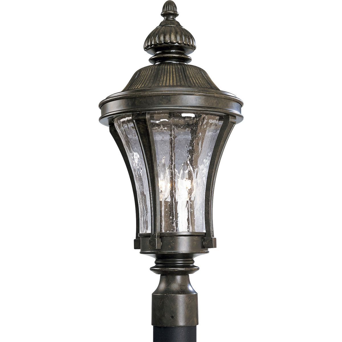 PROGRESS LIGHTING P5438-77 Forged Bronze Nottington Collection Three-Light Post Lantern