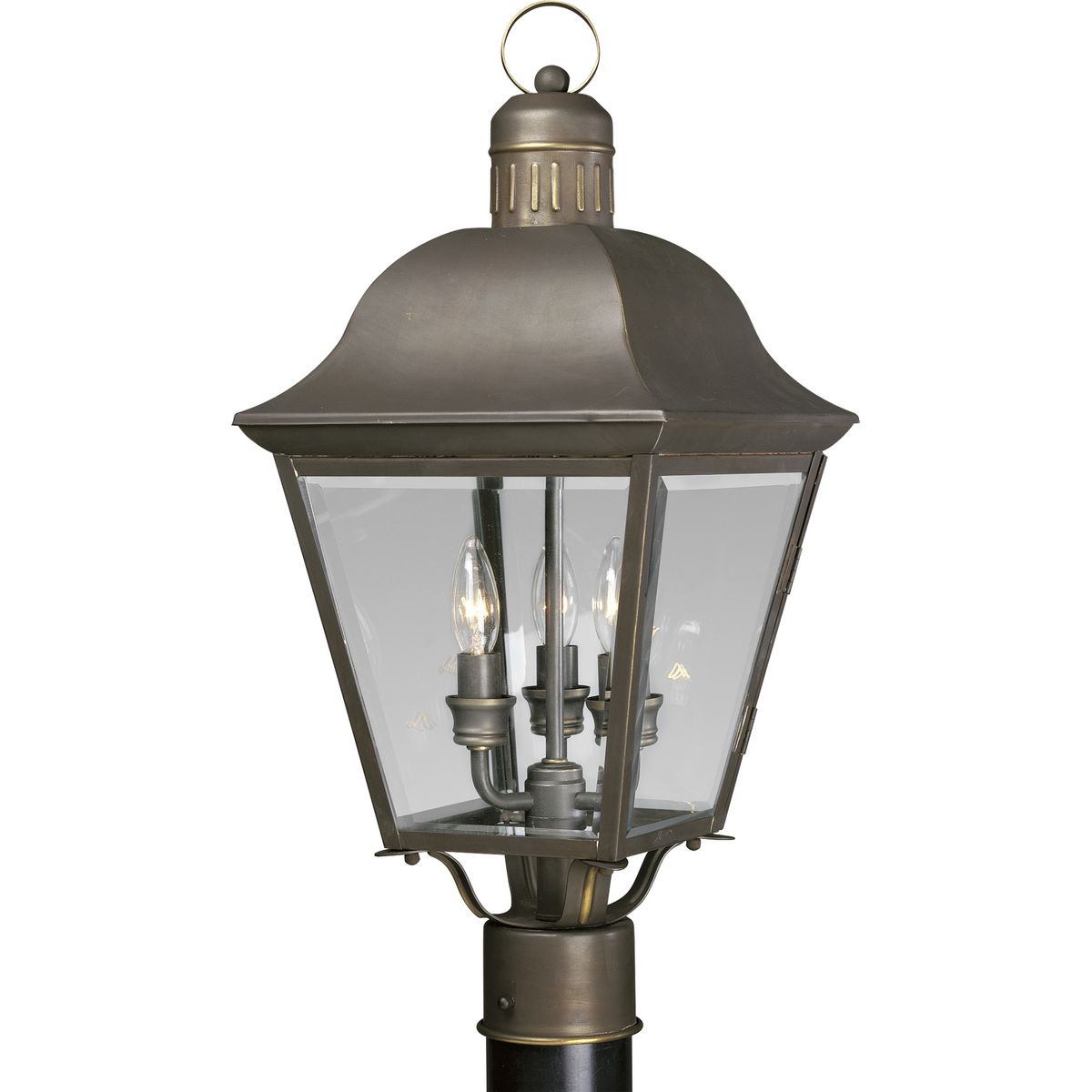 PROGRESS LIGHTING P5487-20 Antique Bronze Andover Collection Three-Light Post Lantern