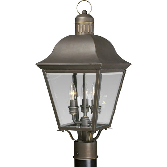PROGRESS LIGHTING P5487-20 Antique Bronze Andover Collection Three-Light Post Lantern
