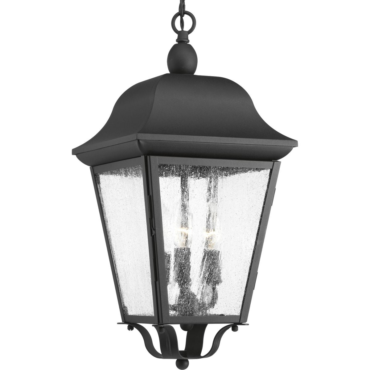 PROGRESS LIGHTING P550001-031 Textured Black Kiawah Collection Three-Light Hanging Lantern