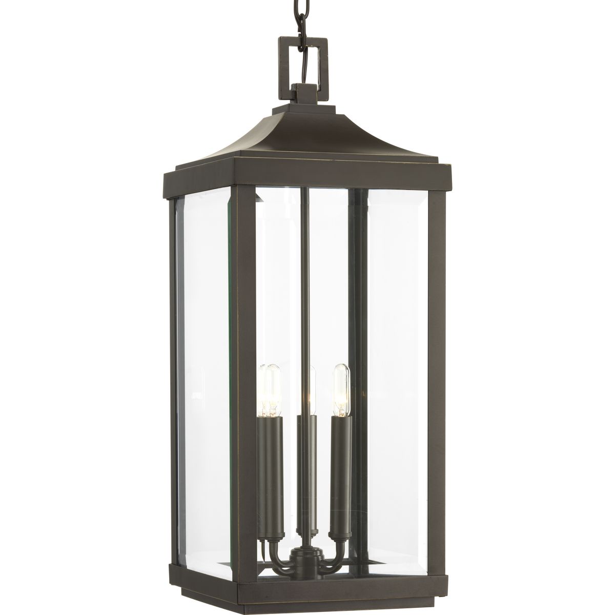 PROGRESS LIGHTING P550004-020 Antique Bronze Gibbes Street Collection Three-Light Hanging Lantern