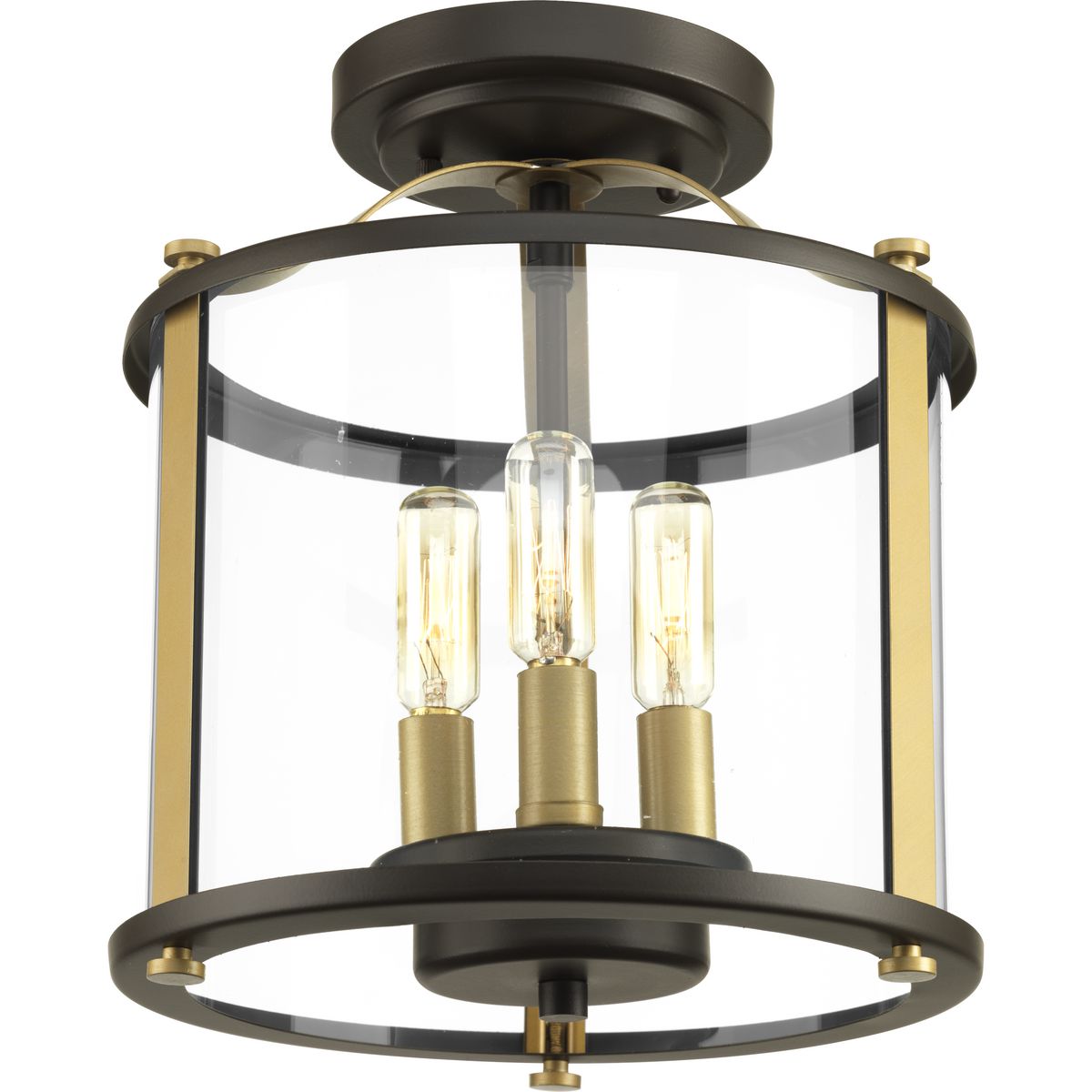 PROGRESS LIGHTING P550011-020 Antique Bronze Squire Collection Three-Light Semi-Flush Convertible