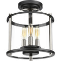 PROGRESS LIGHTING P550011-031 Matte Black Squire Collection Three-Light Semi-Flush Convertible