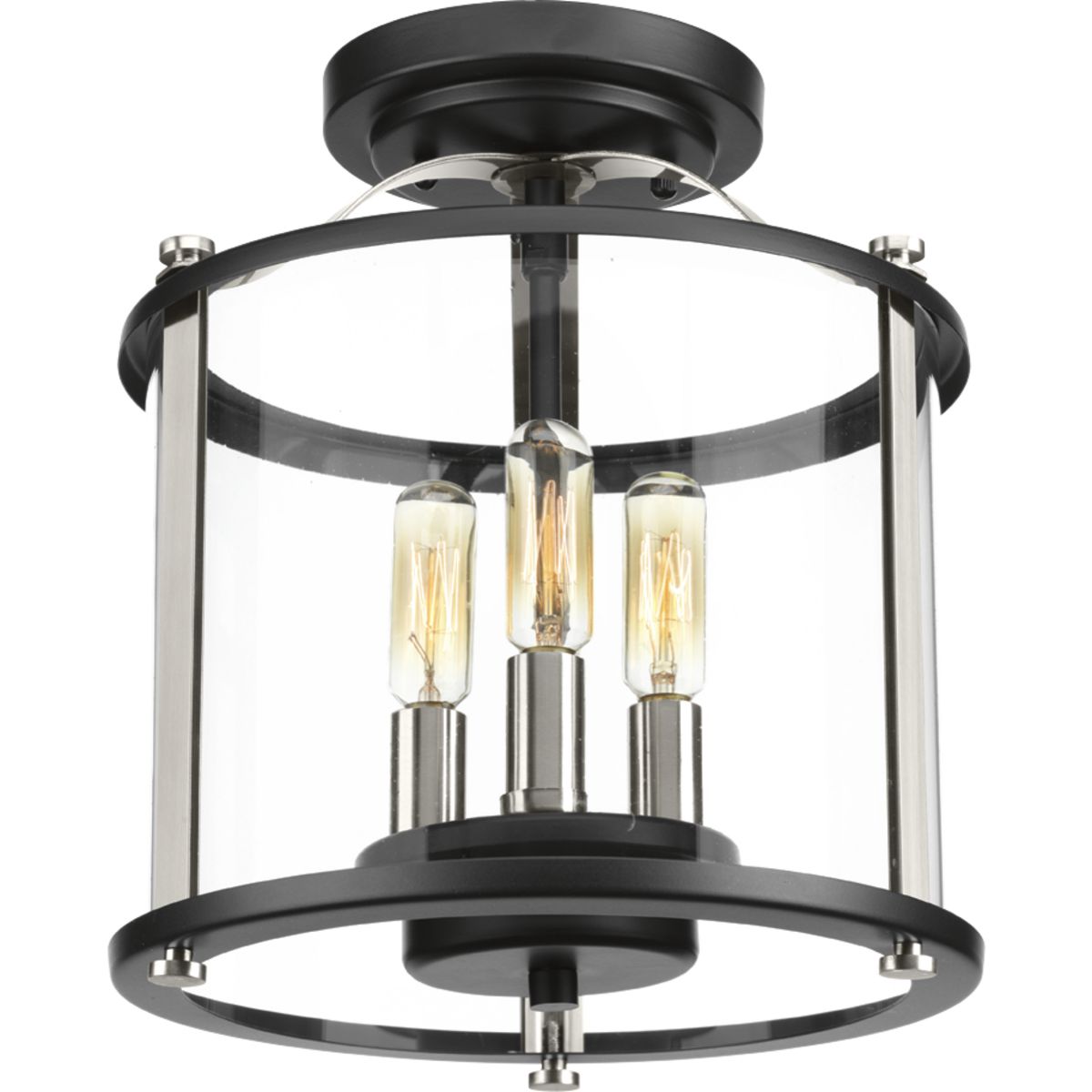PROGRESS LIGHTING P550011-031 Matte Black Squire Collection Three-Light Semi-Flush Convertible