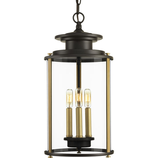 PROGRESS LIGHTING P550012-020 Antique Bronze Squire Collection Three-Light Hanging Lantern
