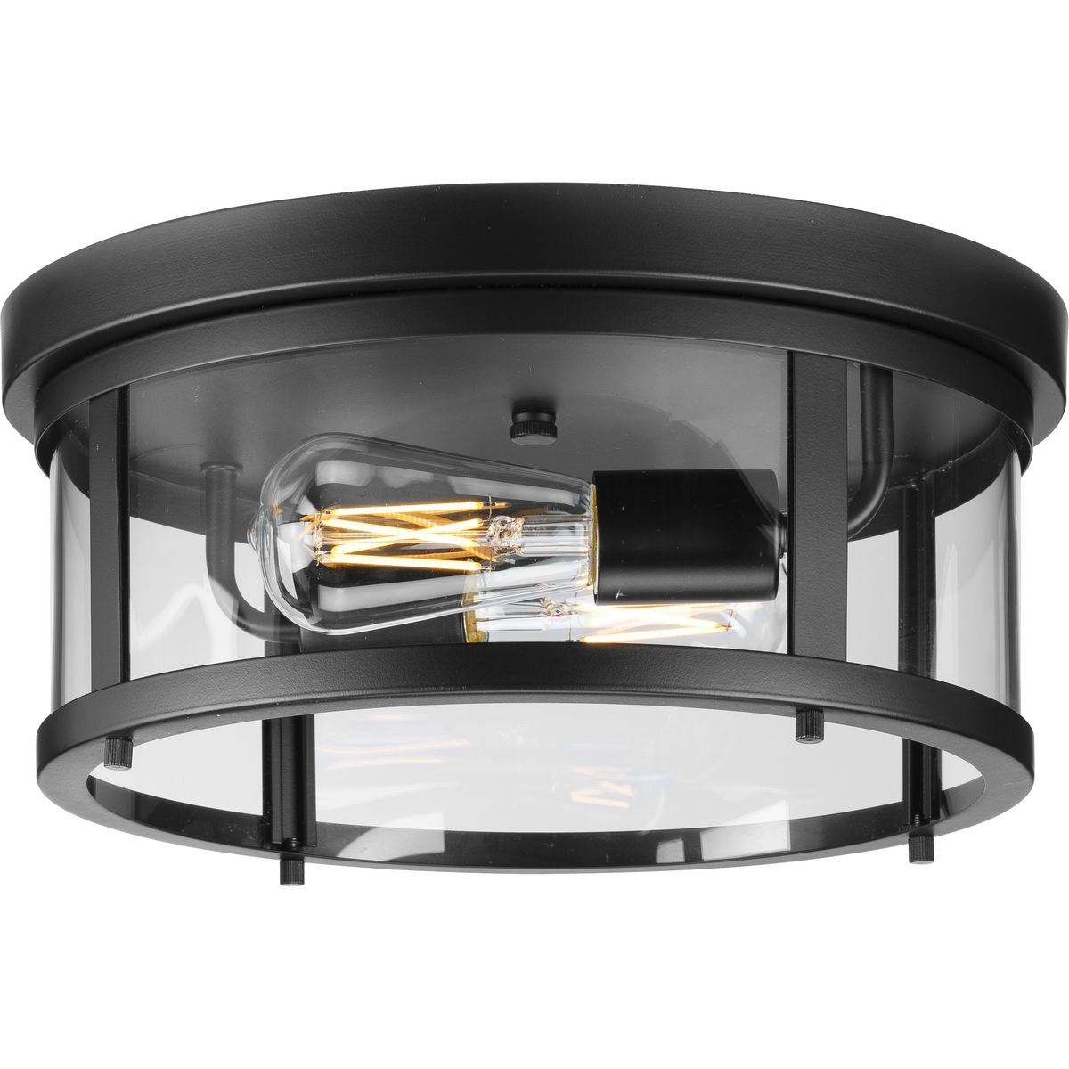 PROGRESS LIGHTING P550021-31M Matte Black Gunther Two-Light Matte Black Modern Farmhouse Flush Mount Light