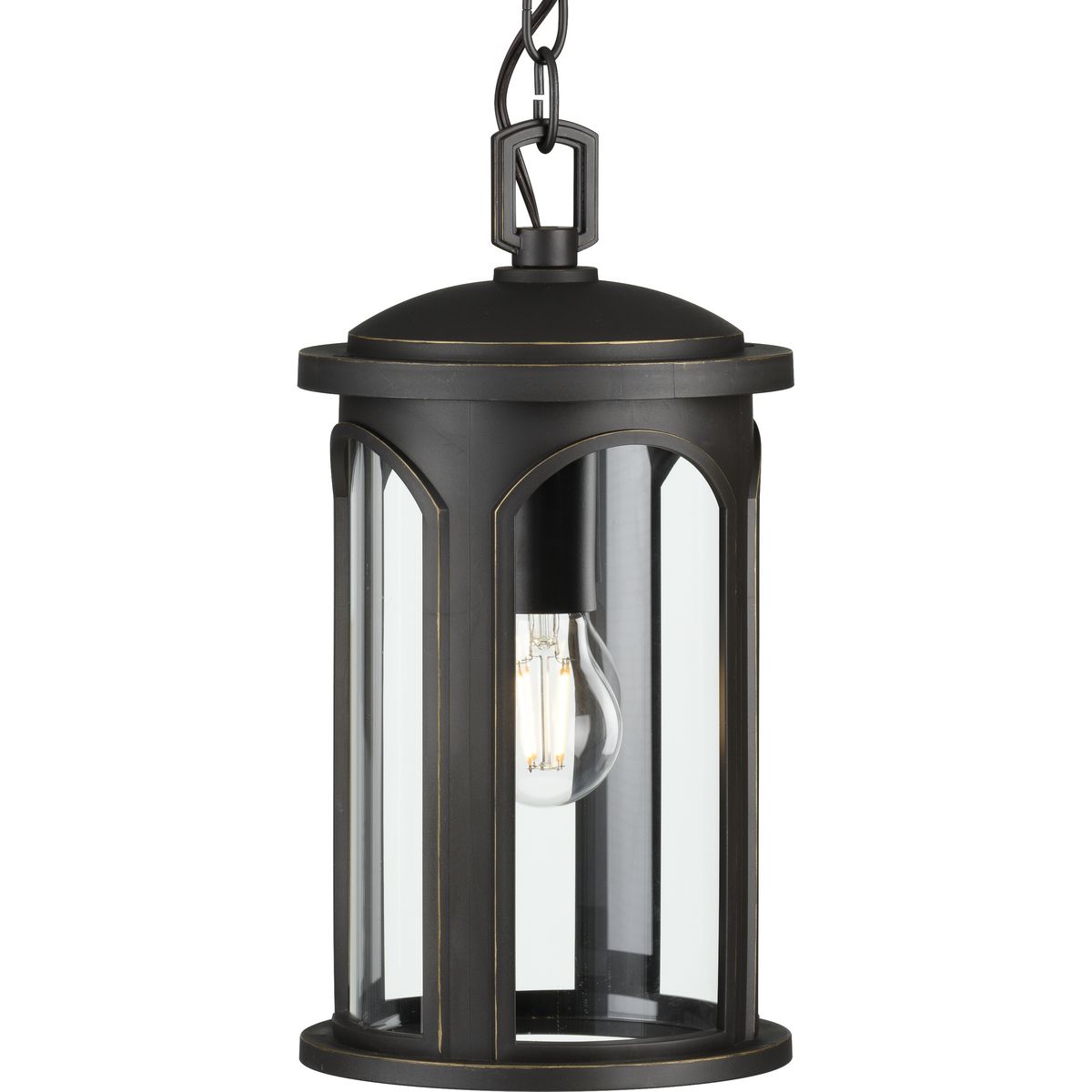 PROGRESS LIGHTING P550050-020 Antique Bronze Gables Collection One-Light Antique Bronze and Clear Glass Transitional Style Outdoor Hanging Pendant Lantern with DURASHIELD