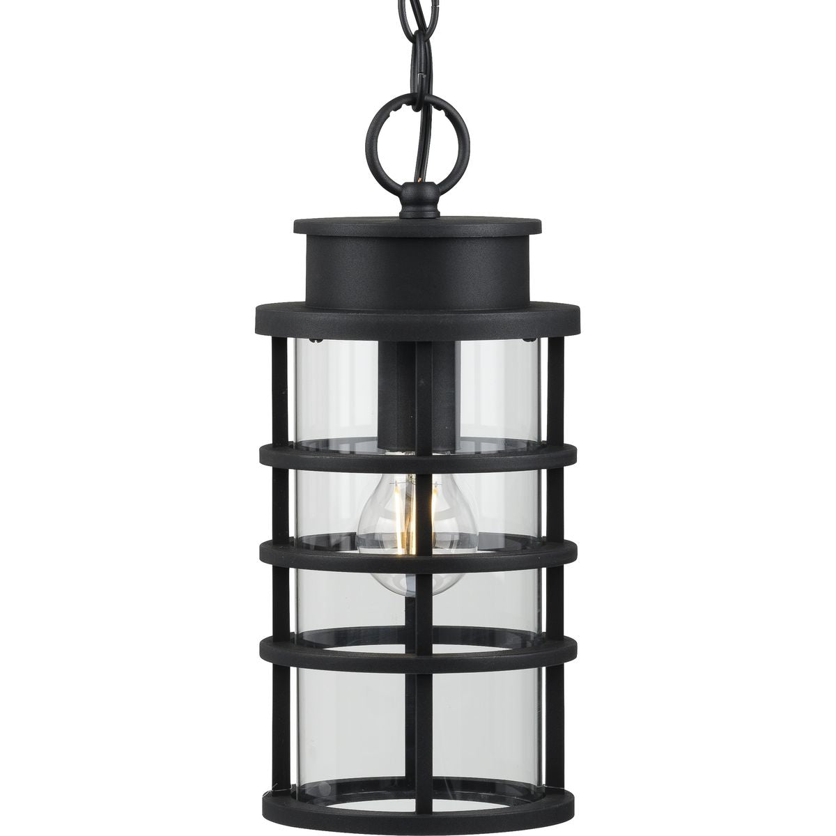 PROGRESS LIGHTING P550061-031 Textured Black Port Royal Collection One-Light Hanging Lantern with DURASHIELD