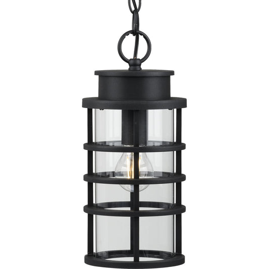 PROGRESS LIGHTING P550061-031 Textured Black Port Royal Collection One-Light Hanging Lantern with DURASHIELD