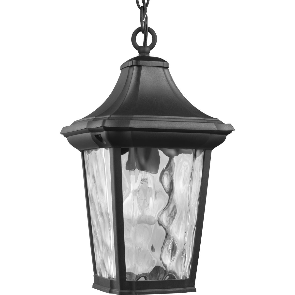 PROGRESS LIGHTING P550062-031 Textured Black Marquette Collection One-Light Hanging Lantern with DURASHIELD