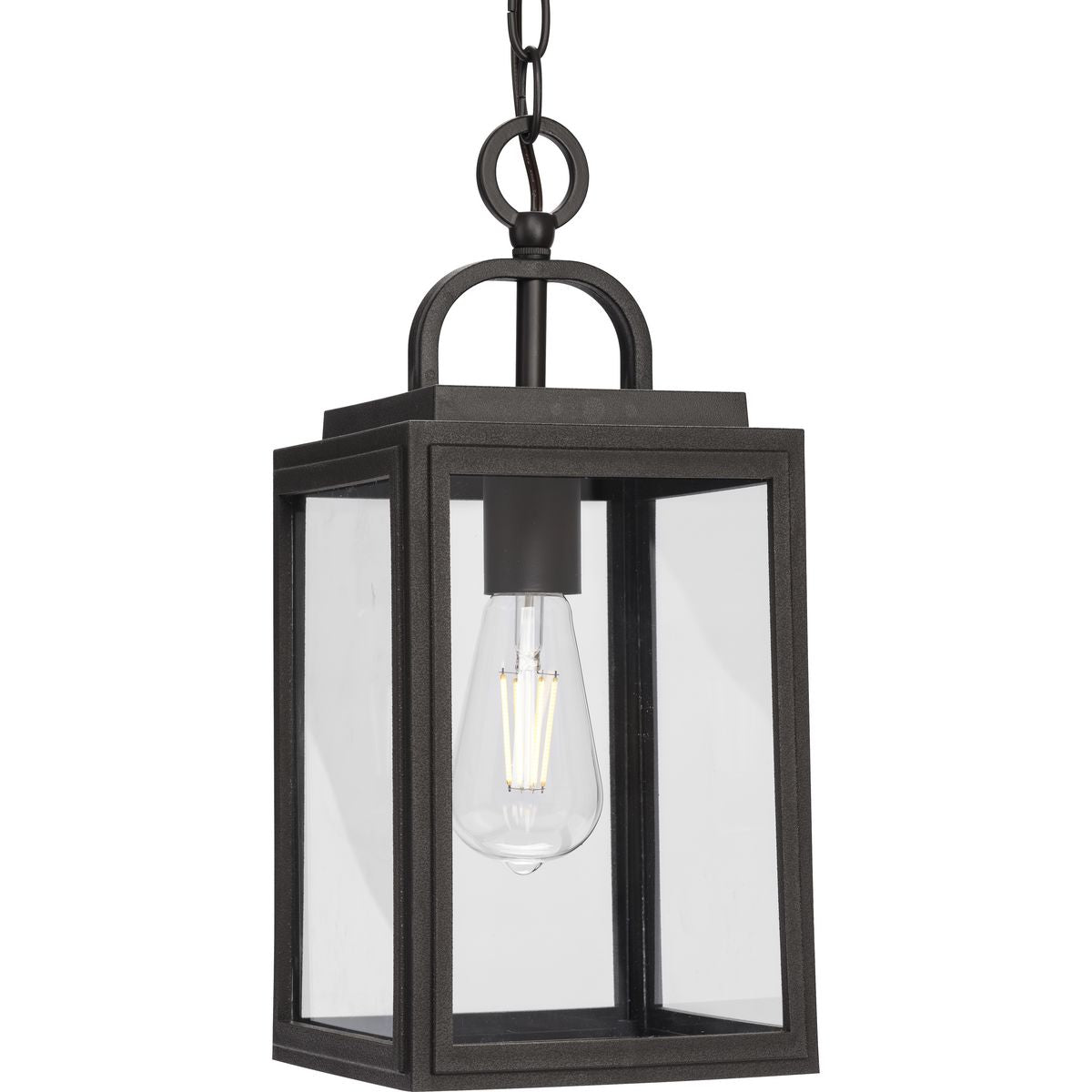 PROGRESS LIGHTING P550064-020 Antique Bronze Grandbury Collection One-Light Transitional Antique Bronze Clear Glass Outdoor Hanging Light with DURASHIELD