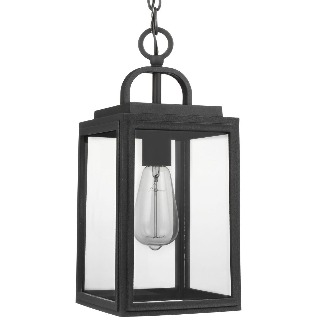 PROGRESS LIGHTING P550064-031 Textured Black Grandbury Collection One-Light Hanging Lantern with DURASHIELD