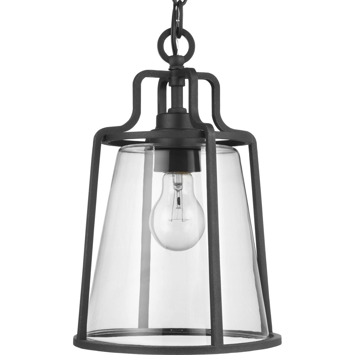 PROGRESS LIGHTING P550065-031 Textured Black Benton Harbor Collection One-Light Hanging Lantern with DURASHIELD