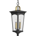 PROGRESS LIGHTING P550067-031 Textured Black Chatsworth Collection Black Two-Light Hanging Lantern