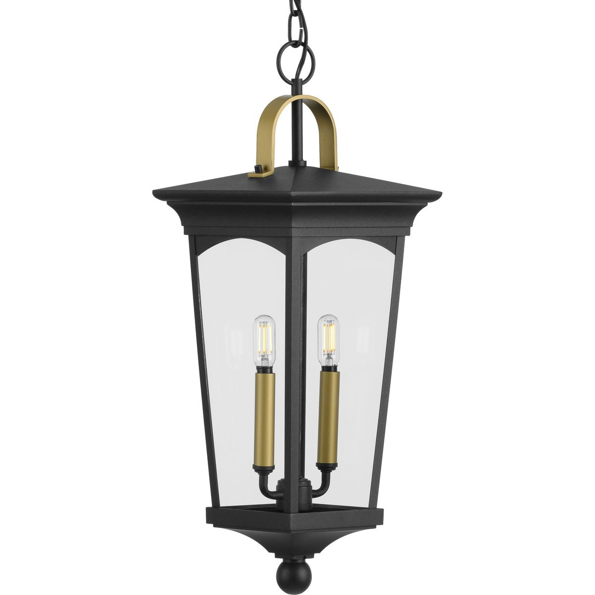 PROGRESS LIGHTING P550067-031 Textured Black Chatsworth Collection Black Two-Light Hanging Lantern