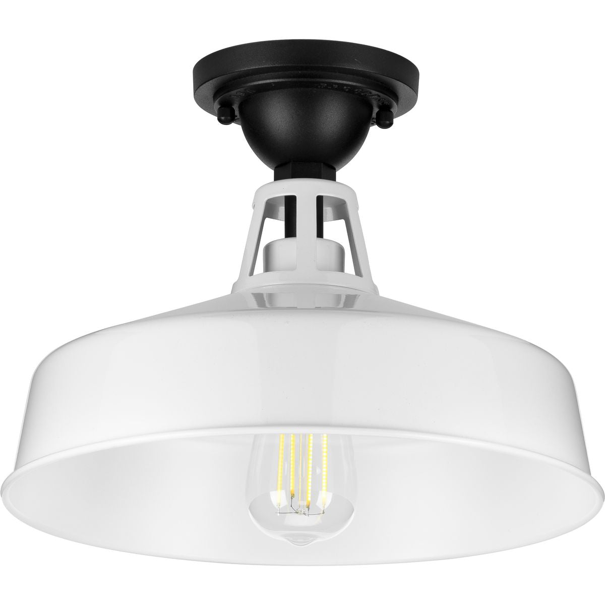 PROGRESS LIGHTING P550070-030 White Cedar Springs Collection White One-Light Semi-Flush Mount