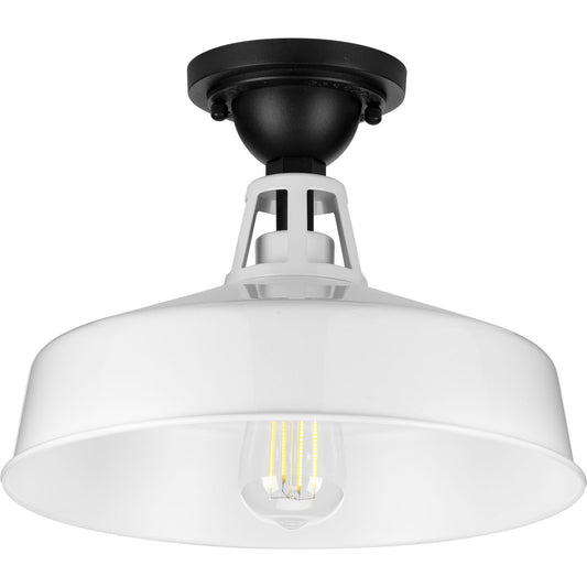 PROGRESS LIGHTING P550070-030 White Cedar Springs Collection White One-Light Semi-Flush Mount