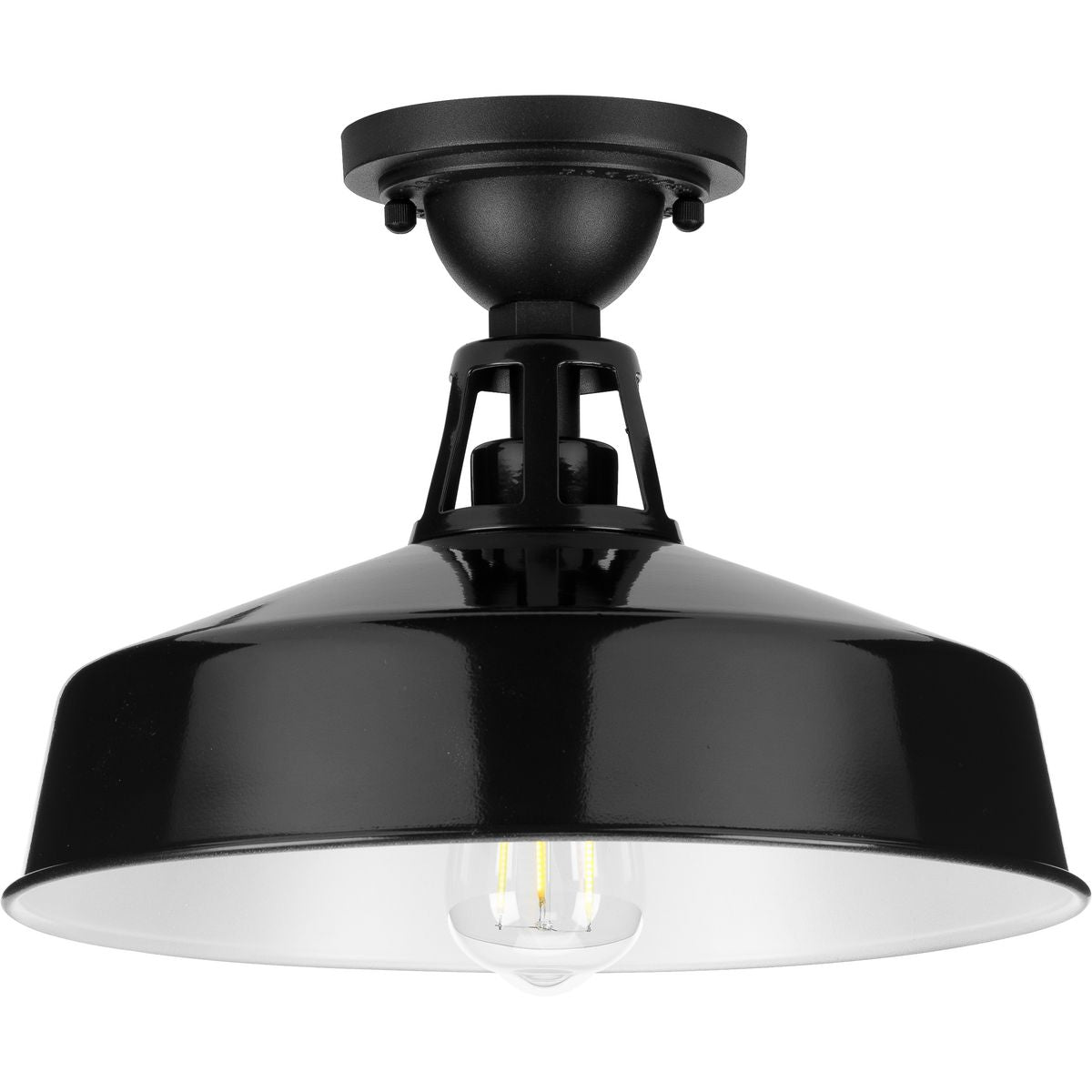 PROGRESS LIGHTING P550070-031 Gloss Black Cedar Springs Collection Black One-Light Semi-Flush Mount