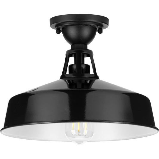 PROGRESS LIGHTING P550070-031 Gloss Black Cedar Springs Collection Black One-Light Semi-Flush Mount