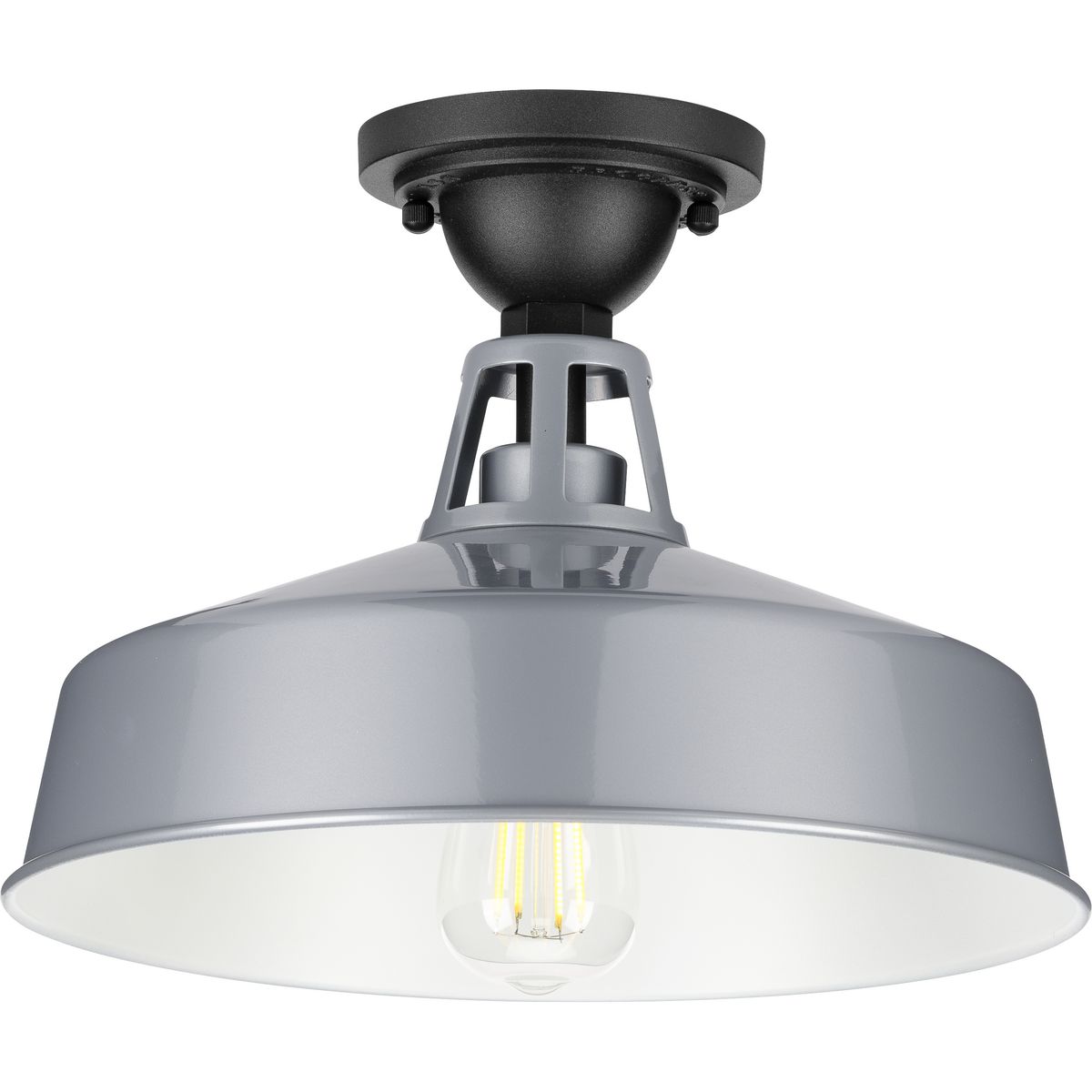 PROGRESS LIGHTING P550070-082 Metallic Gray Cedar Springs Collection Metallic Gray One-Light Semi-Flush Mount